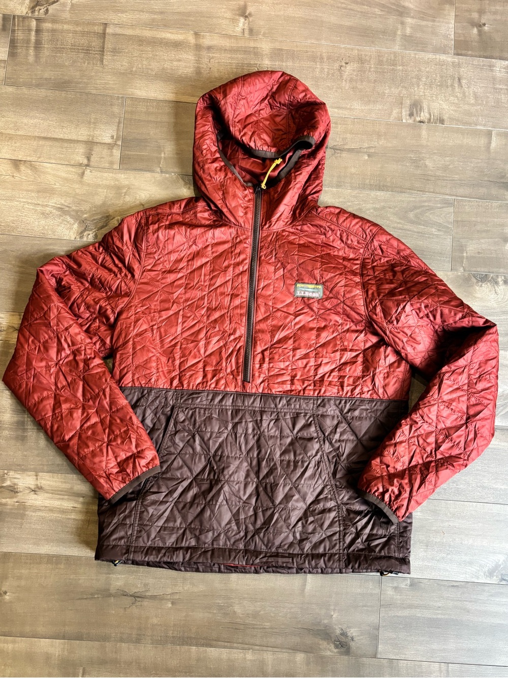 LL Bean Katahdin Insulated Pullover Hoodie Puffer Jacket Men’s M Rust Brown